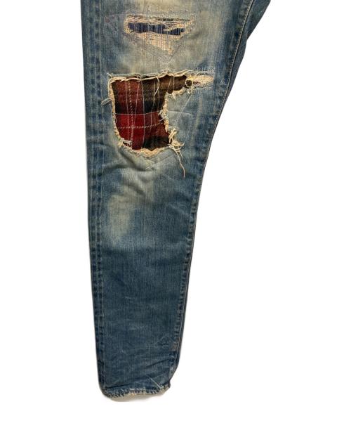 Hysteric Glamour（ヒステリックグラマー）Hysteric Glamour (ヒステリックグラマー) CHECK REMAKE加工デニムパンツ インディゴ サイズ:W30の古着・服飾アイテム