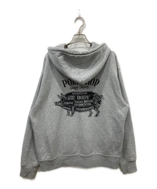PORKCHOP GARAGE SUPPLY（ポークチョップガレージサプライ）PORKCHOP GARAGE SUPPLY (ポークチョップガレージサプライ) プリントジップパーカー グレー サイズ:Mの古着・服飾アイテム