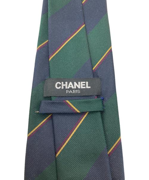 CHANEL（シャネル）CHANEL (シャネル) エンブレムココマークロゴシルクネクタイ グリーン サイズ:不明の古着・服飾アイテム