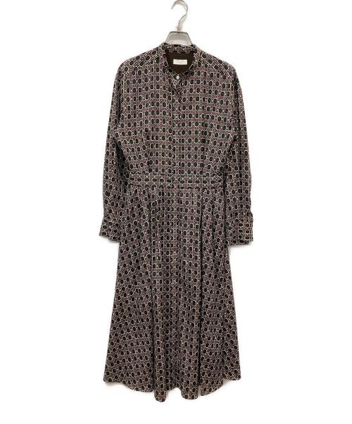 BALLSEY（ボールジィ）BALLSEY (ボールジィ) オクタゴンプリント スタンドカラーシャツワンピース ブラウン サイズ:36の古着・服飾アイテム