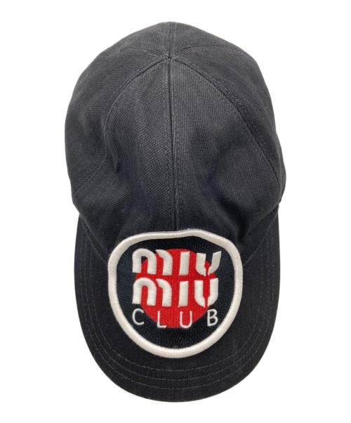 MIU MIU（ミュウミュウ）MIU MIU (ミュウミュウ) ロゴワッペンキャップ ブラックの古着・服飾アイテム