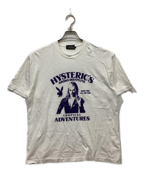 PLAY BOY（プレイボーイ）PLAY BOY (プレイボーイ) Hysteric Glamour (ヒステリックグラマー) プリントTシャツ ホワイト サイズ:Lの古着・服飾アイテム