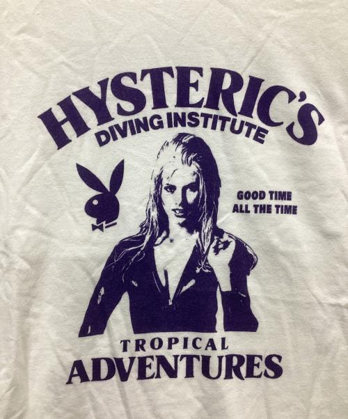 PLAY BOY（プレイボーイ）PLAY BOY (プレイボーイ) Hysteric Glamour (ヒステリックグラマー) プリントTシャツ ホワイト サイズ:Lの古着・服飾アイテム