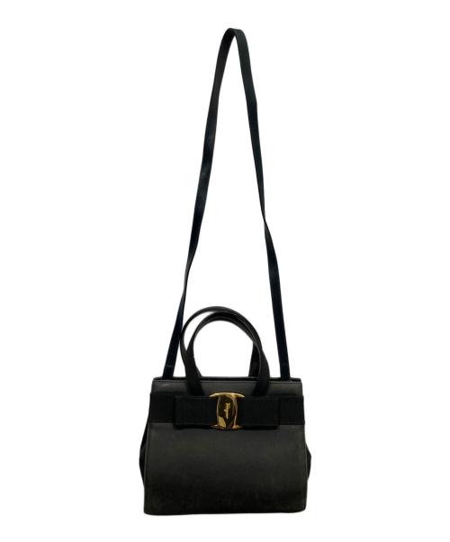 Salvatore Ferragamo（サルヴァトーレ フェラガモ）Salvatore Ferragamo (サルヴァトーレ フェラガモ) ヴァラリボンハンドバッグ ブラックの古着・服飾アイテム