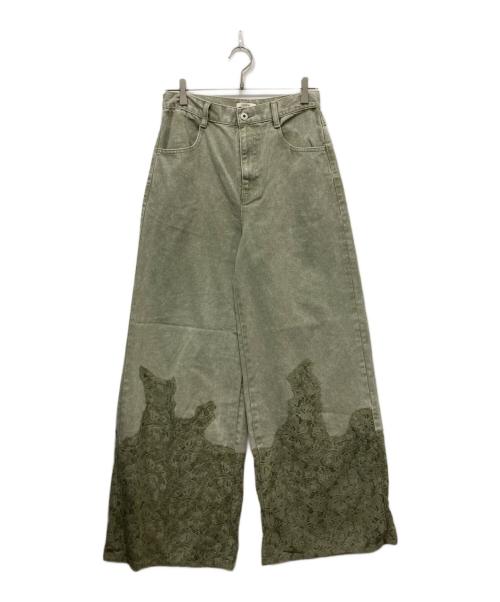 Ameri（アメリ）Ameri (アメリ) LACE DOCKING FADE DENIM PANTS グリーン サイズ:W26の古着・服飾アイテム