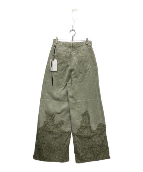 Ameri（アメリ）Ameri (アメリ) LACE DOCKING FADE DENIM PANTS グリーン サイズ:W26の古着・服飾アイテム