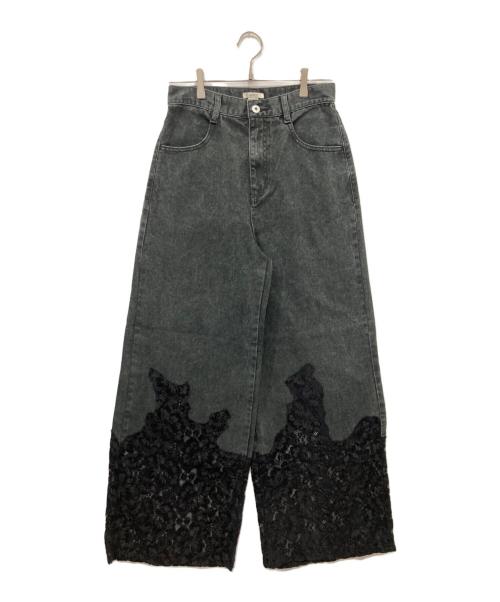 Ameri（アメリ）Ameri (アメリ) LACE DOCKING FADE DENIM PANTS ブラック サイズ:W26の古着・服飾アイテム