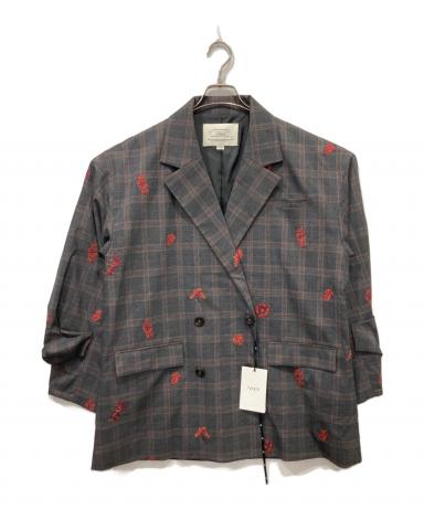 中古・古着通販】Ameri (アメリ) CHECK FLOWER PAPA JACKET グレー