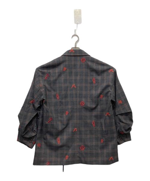 Ameri（アメリ）Ameri (アメリ) CHECK FLOWER PAPA JACKET グレー サイズ:Mの古着・服飾アイテム