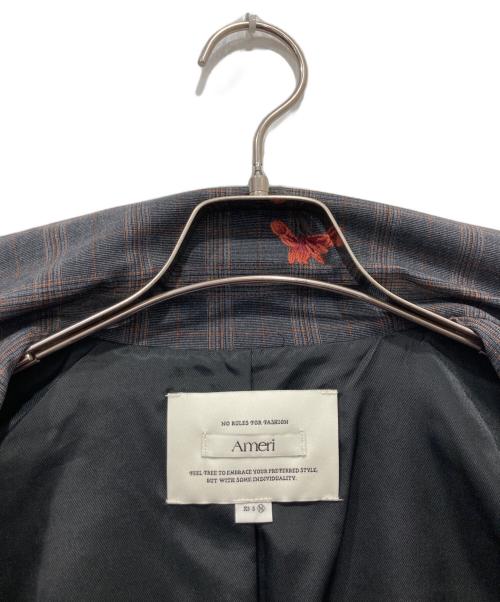Ameri（アメリ）Ameri (アメリ) CHECK FLOWER PAPA JACKET グレー サイズ:Mの古着・服飾アイテム