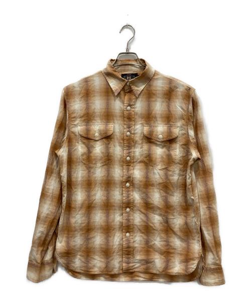 RRL（ダブルアールエル）RRL (ダブルアールエル) オンブレチェックワークシャツ ブラウン サイズ:Mの古着・服飾アイテム
