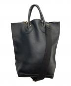 YOUNG & OLSEN The DRYGOODS STOREヤングアンドオルセン ザ ドライグッズストア）の古着「EMBOSSED LEATHER HAVERSACK M / エンボスド レザー ハバーサック M」｜ブラック