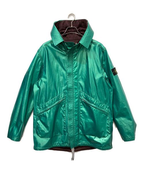 STONE ISLAND（ストーンアイランド）STONE ISLAND (ストーンアイランド) Reversible Green Spaceman Raso Gommato Fishtail Jacket ブラウン×グリーン サイズ:XLの古着・服飾アイテム