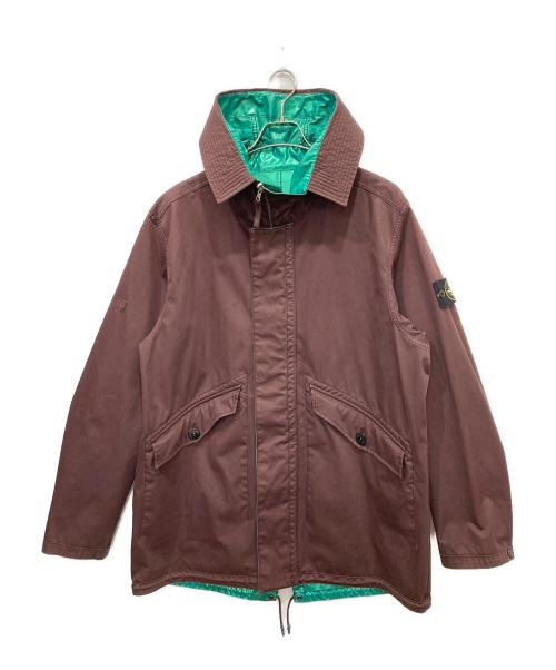 STONE ISLAND（ストーンアイランド）STONE ISLAND (ストーンアイランド) Reversible Green Spaceman Raso Gommato Fishtail Jacket ブラウン×グリーン サイズ:XLの古着・服飾アイテム