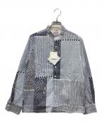 SOU・SOUソウソウ）の古着「高島縮20/20スタンドカラーシャツ / 間がさね」｜ブルー