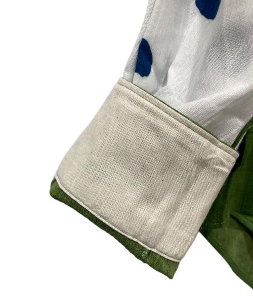 SOU・SOU（ソウソウ）SOU・SOU (ソウソウ) 高島縮20/20スタンドカラーシャツ / ほほえみ 松葉色 ネイビー×グリーン サイズ:XSの古着・服飾アイテム