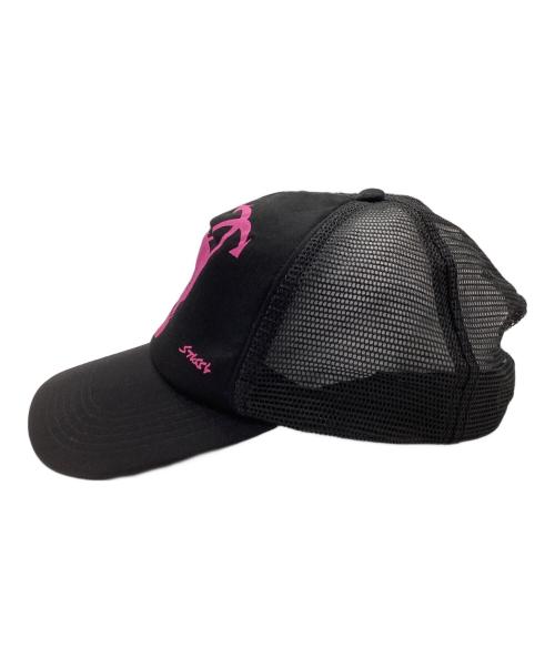 stussy（ステューシー）stussy (ステューシー) スカルグラフィックメッシュキャップ ブラックの古着・服飾アイテム