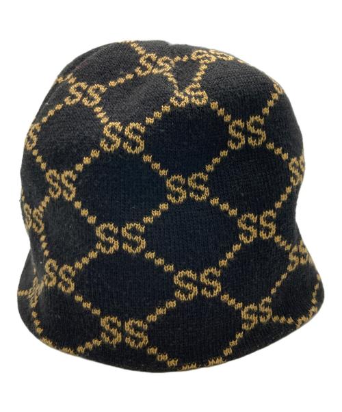 stussy（ステューシー）stussy (ステューシー) SSリンクモノグラムビーニー ブラックの古着・服飾アイテム