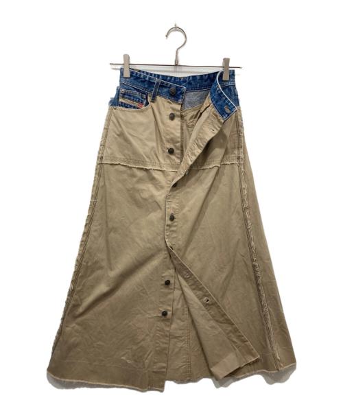 DIESEL（ディーゼル）DIESEL (ディーゼル) デニム切替スカート ベージュ サイズ:W23の古着・服飾アイテム