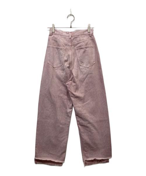 YENN（イエン）YENN (イエン) ダメージ加工タックデニムカラーパンツ ピンク サイズ:36の古着・服飾アイテム