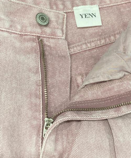 YENN（イエン）YENN (イエン) ダメージ加工タックデニムカラーパンツ ピンク サイズ:36の古着・服飾アイテム