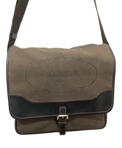 PRADA（プラダ）PRADA (プラダ) LOGO JACQUARDショルダーバッグ ブラウンの古着・服飾アイテム