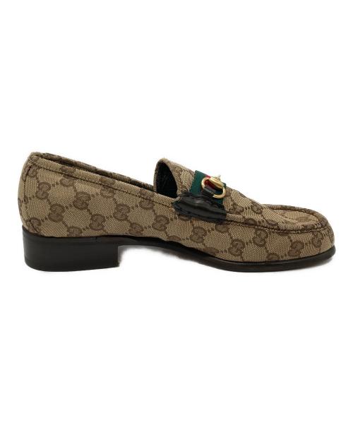 GUCCI（グッチ）GUCCI (グッチ) ホースビットGGキャンバスローファー ベージュ サイズ:42Eの古着・服飾アイテム