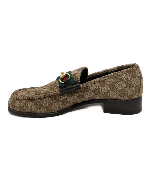 GUCCI（グッチ）GUCCI (グッチ) ホースビットGGキャンバスローファー ベージュ サイズ:42Eの古着・服飾アイテム
