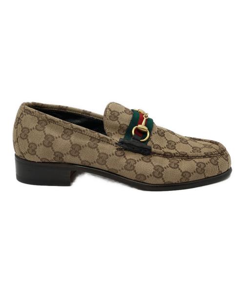 GUCCI（グッチ）GUCCI (グッチ) ホースビットGGキャンバスローファー ベージュ サイズ:42Eの古着・服飾アイテム