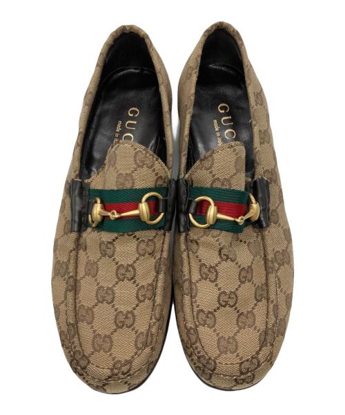 GUCCI（グッチ）GUCCI (グッチ) ホースビットGGキャンバスローファー ベージュ サイズ:42Eの古着・服飾アイテム