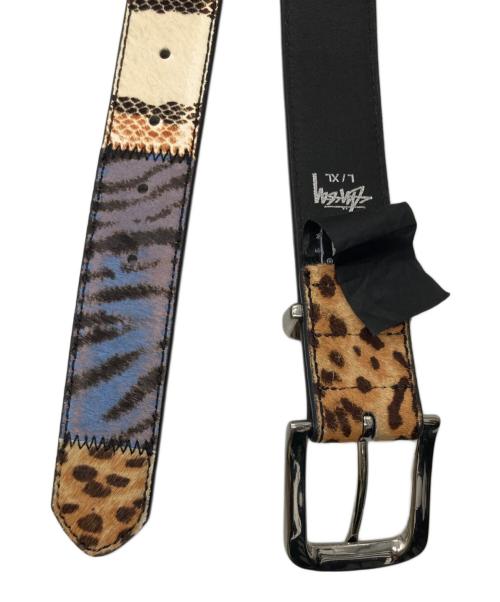 stussy（ステューシー）stussy (ステューシー) MIXED ANIMAL PRINT BELT ベージュの古着・服飾アイテム