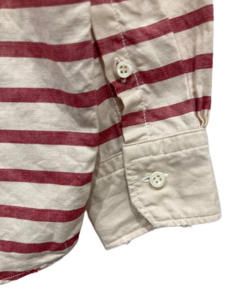 45R（フォーティファイブ・アール）45R (フォーティファイブ・アール) スーピマオックスの908ちび襟バスクシャツ ベージュ×レッド サイズ:2の古着・服飾アイテム