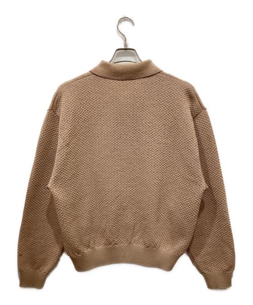 H BEAUTY&YOUTH（エイチ ビューティー&ユース）H BEAUTY&YOUTH (エイチ ビューティー&ユース) クリスピーヤーン クロシェ ポロカラーカーディガン ベージュ サイズ:Sの古着・服飾アイテム