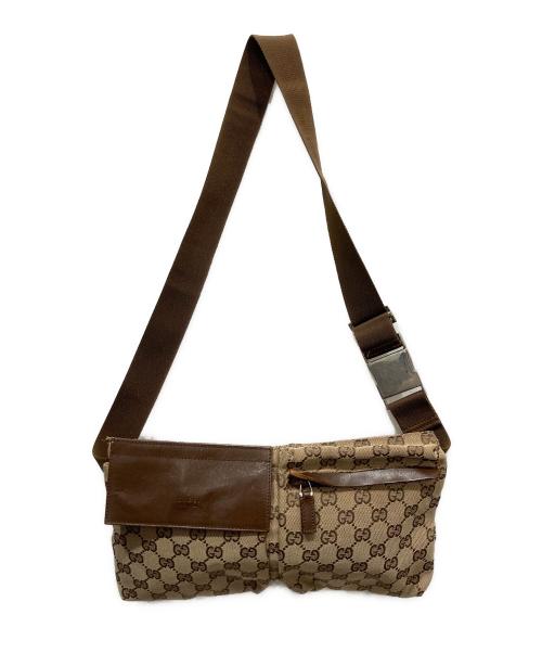 GUCCI（グッチ）GUCCI (グッチ) GGキャンバスウエストポーチ ブラウンの古着・服飾アイテム