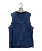 FRANK LEDERフランクリーダー）の古着「Structured Cotton & Linen Vest」｜ネイビー