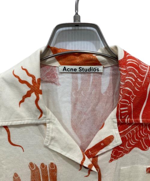 Acne studios（アクネ ストゥディオズ）Acne studios (アクネ ストゥディオズ) 総柄オープンカラーシャツ イエロー×オレンジ サイズ:32の古着・服飾アイテム