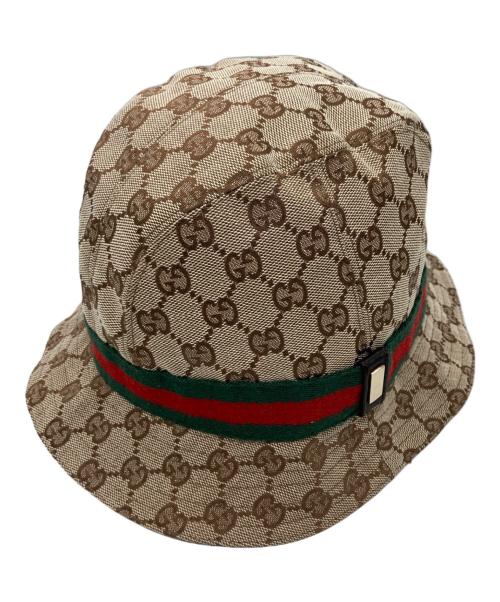 GUCCI（グッチ）GUCCI (グッチ) GGキャンバスシェリーラインバケットハット ブラウンの古着・服飾アイテム