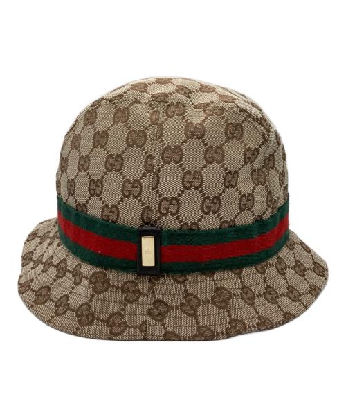 GUCCI（グッチ）GUCCI (グッチ) GGキャンバスシェリーラインバケットハット ブラウンの古着・服飾アイテム