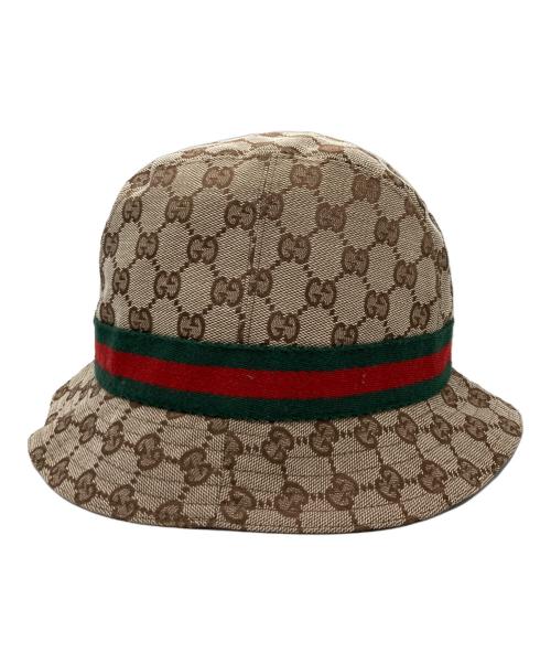 GUCCI（グッチ）GUCCI (グッチ) GGキャンバスシェリーラインバケットハット ブラウンの古着・服飾アイテム
