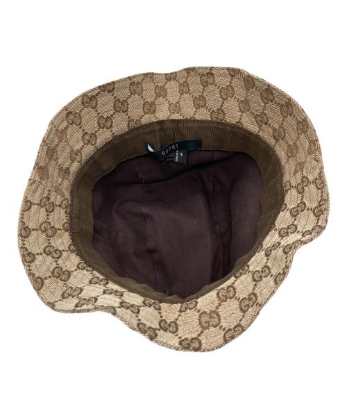 GUCCI（グッチ）GUCCI (グッチ) GGキャンバスシェリーラインバケットハット ブラウンの古着・服飾アイテム