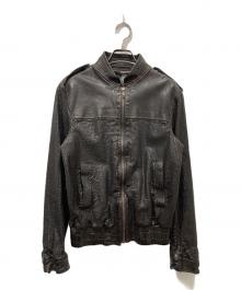 SANTACROCE（サンタクローチェ）の古着「メッシュ加工レザージャケット」｜ブラウン