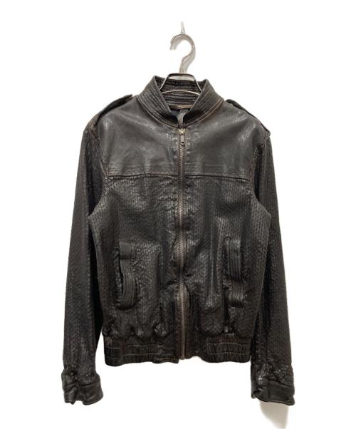 SANTACROCE（サンタクローチェ）SANTACROCE (サンタクローチェ) メッシュ加工レザージャケット ブラウン サイズ:XSの古着・服飾アイテム