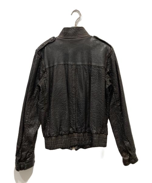 SANTACROCE（サンタクローチェ）SANTACROCE (サンタクローチェ) メッシュ加工レザージャケット ブラウン サイズ:XSの古着・服飾アイテム