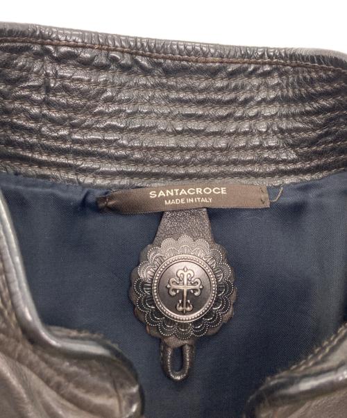 SANTACROCE（サンタクローチェ）SANTACROCE (サンタクローチェ) メッシュ加工レザージャケット ブラウン サイズ:XSの古着・服飾アイテム