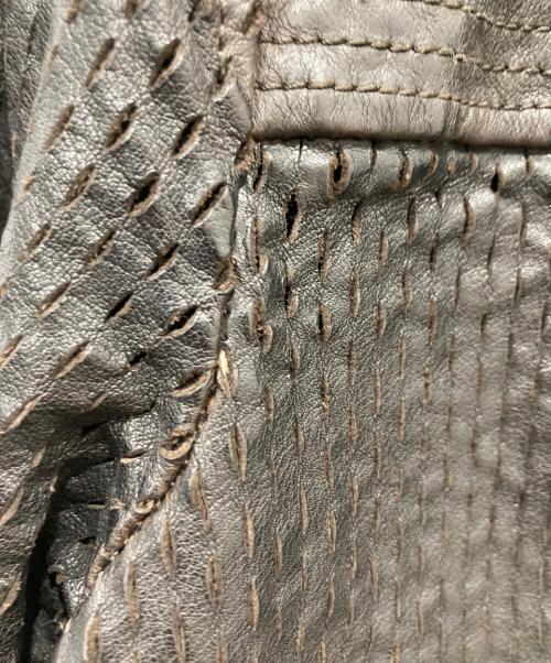 SANTACROCE（サンタクローチェ）SANTACROCE (サンタクローチェ) メッシュ加工レザージャケット ブラウン サイズ:XSの古着・服飾アイテム