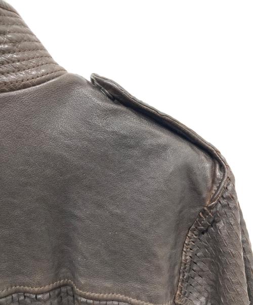 SANTACROCE（サンタクローチェ）SANTACROCE (サンタクローチェ) メッシュ加工レザージャケット ブラウン サイズ:XSの古着・服飾アイテム