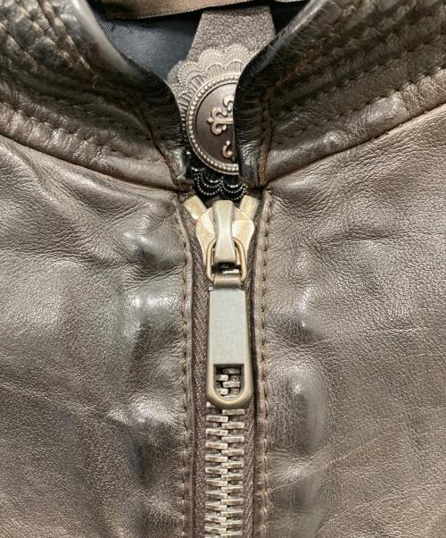 SANTACROCE（サンタクローチェ）SANTACROCE (サンタクローチェ) メッシュ加工レザージャケット ブラウン サイズ:XSの古着・服飾アイテム