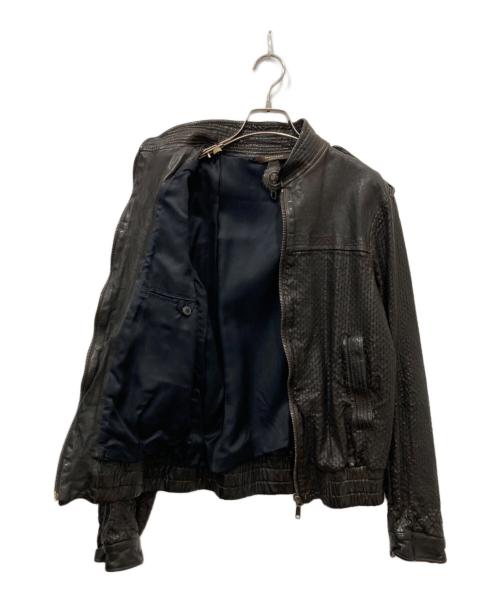 SANTACROCE（サンタクローチェ）SANTACROCE (サンタクローチェ) メッシュ加工レザージャケット ブラウン サイズ:XSの古着・服飾アイテム