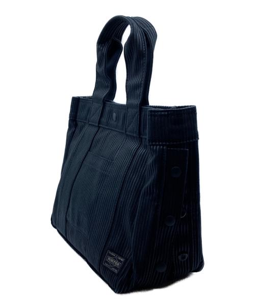 PORTER（ポーター）PORTER (ポーター) ドローイング ストライプトートバッグ ブラックの古着・服飾アイテム