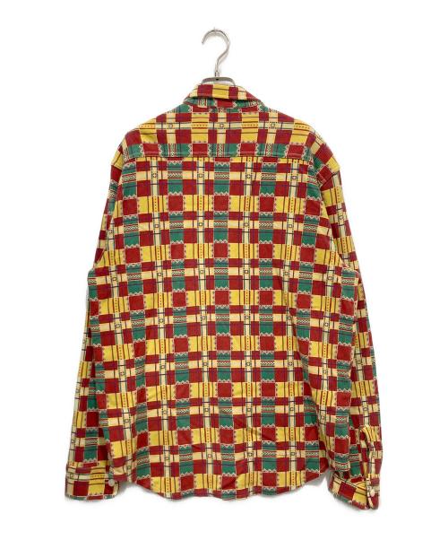 RRL（ダブルアールエル）RRL (ダブルアールエル) 総柄ワークシャツ レッド×グリーン サイズ:Lの古着・服飾アイテム